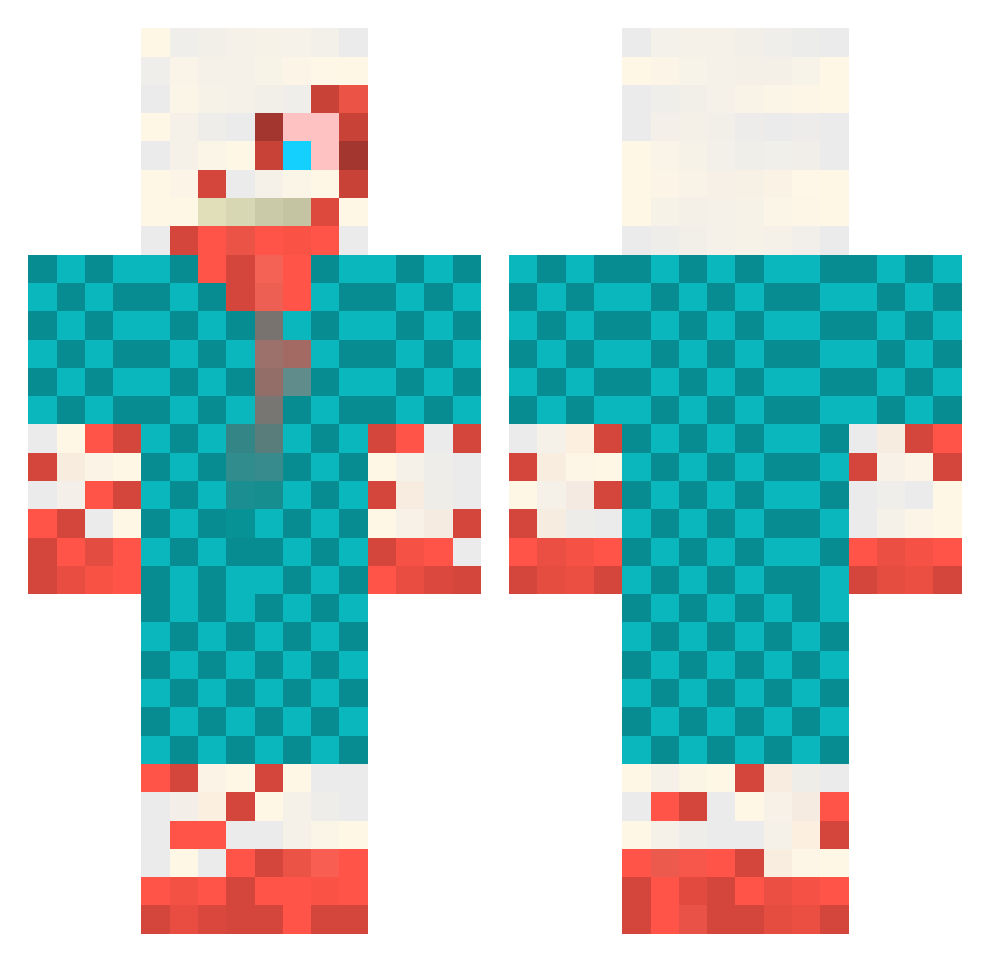 SeekLest Minecraft skin, front and back view
