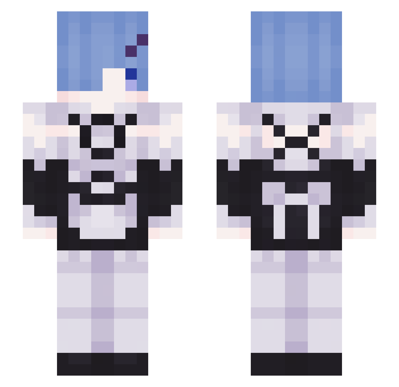 Farbiger Minecraft skin, front and back view