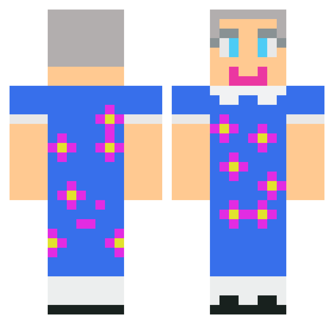 Herringbone Minecraft skin, front and back view