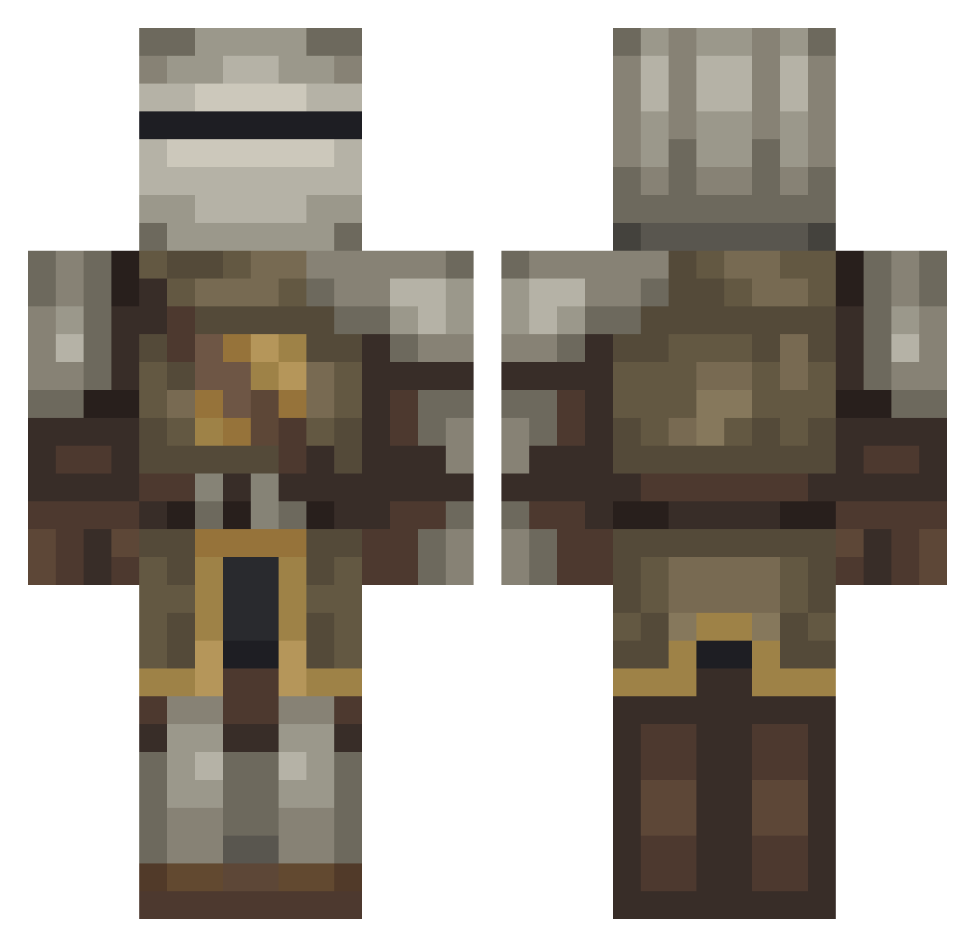 KindDark Minecraft skin, front and back view