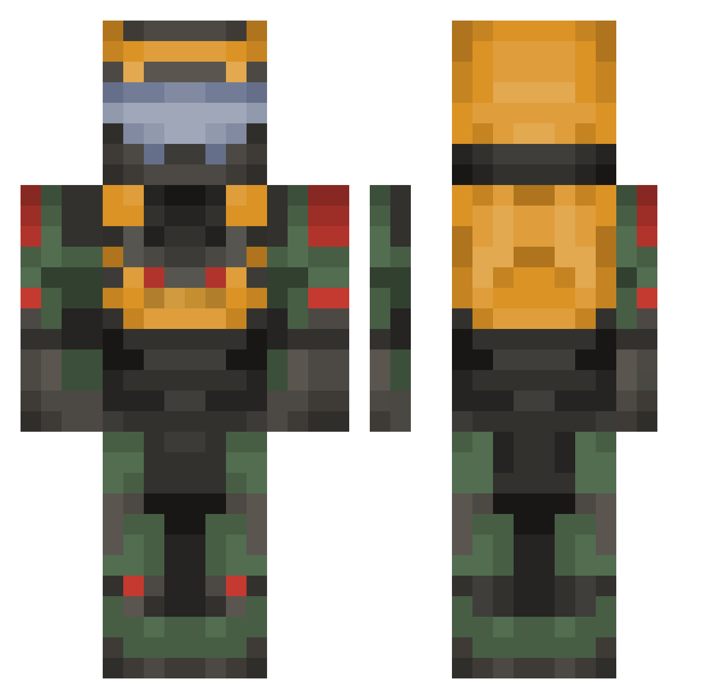ShredderN Minecraft skin, front and back view