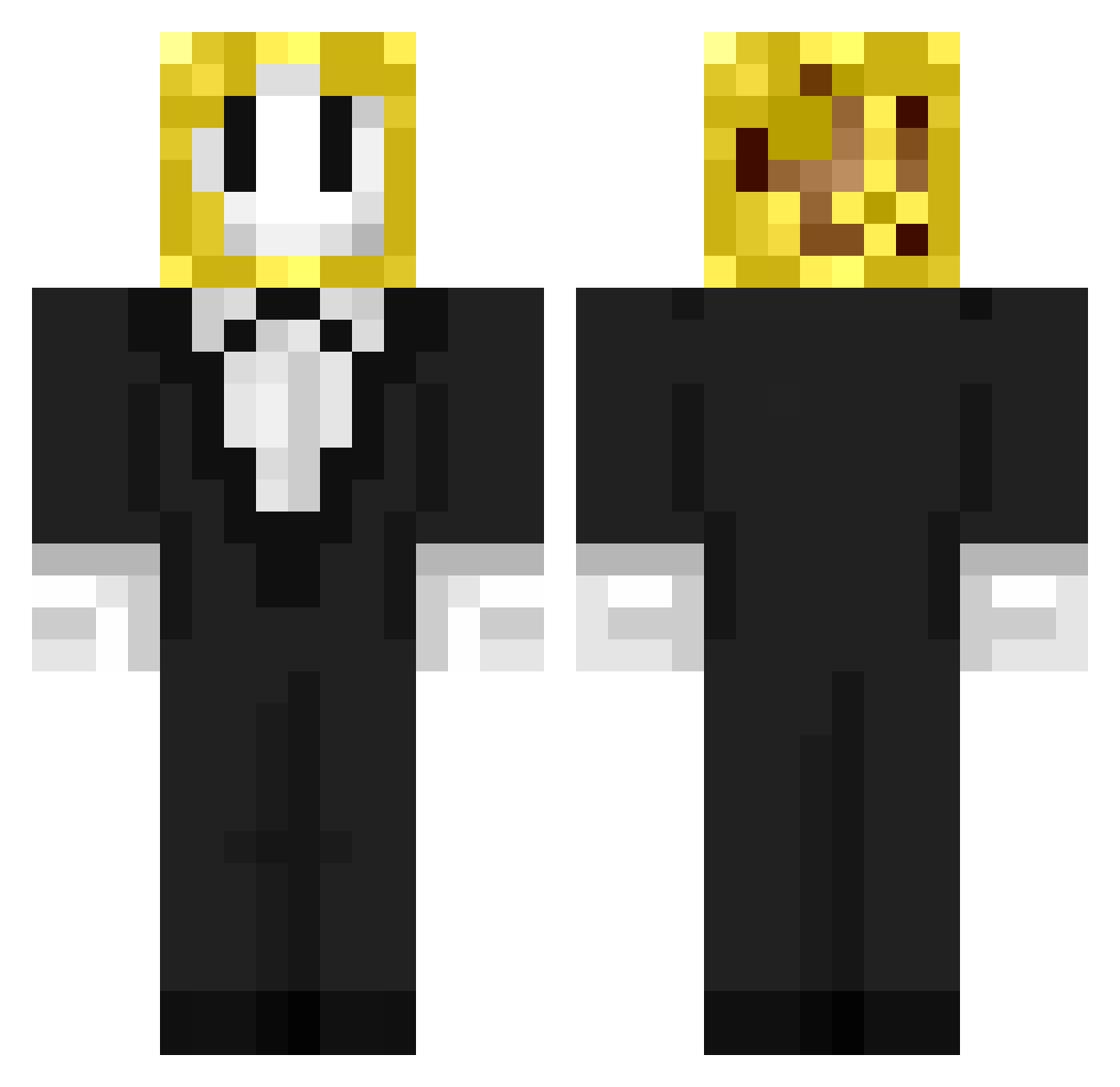Brobot00 Minecraft skin, front and back view