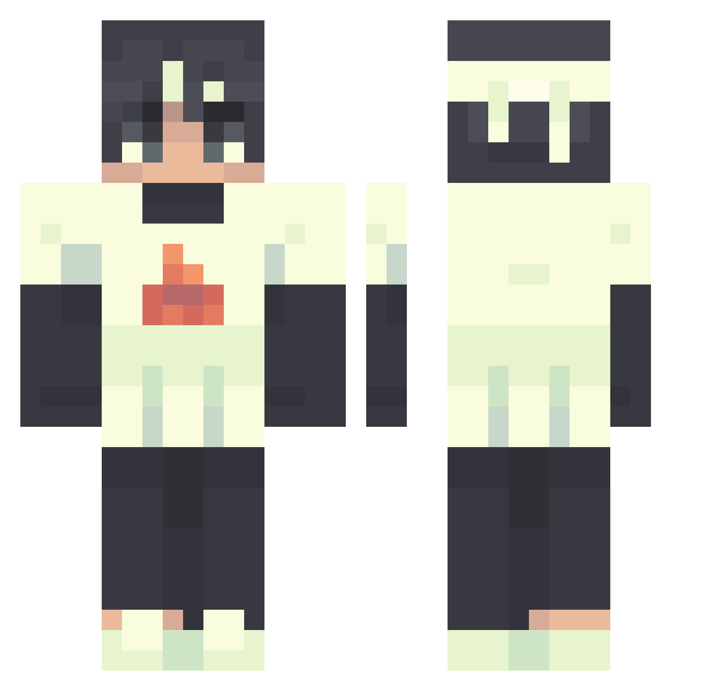 TwoPakLeSoleil Minecraft skin, front and back view