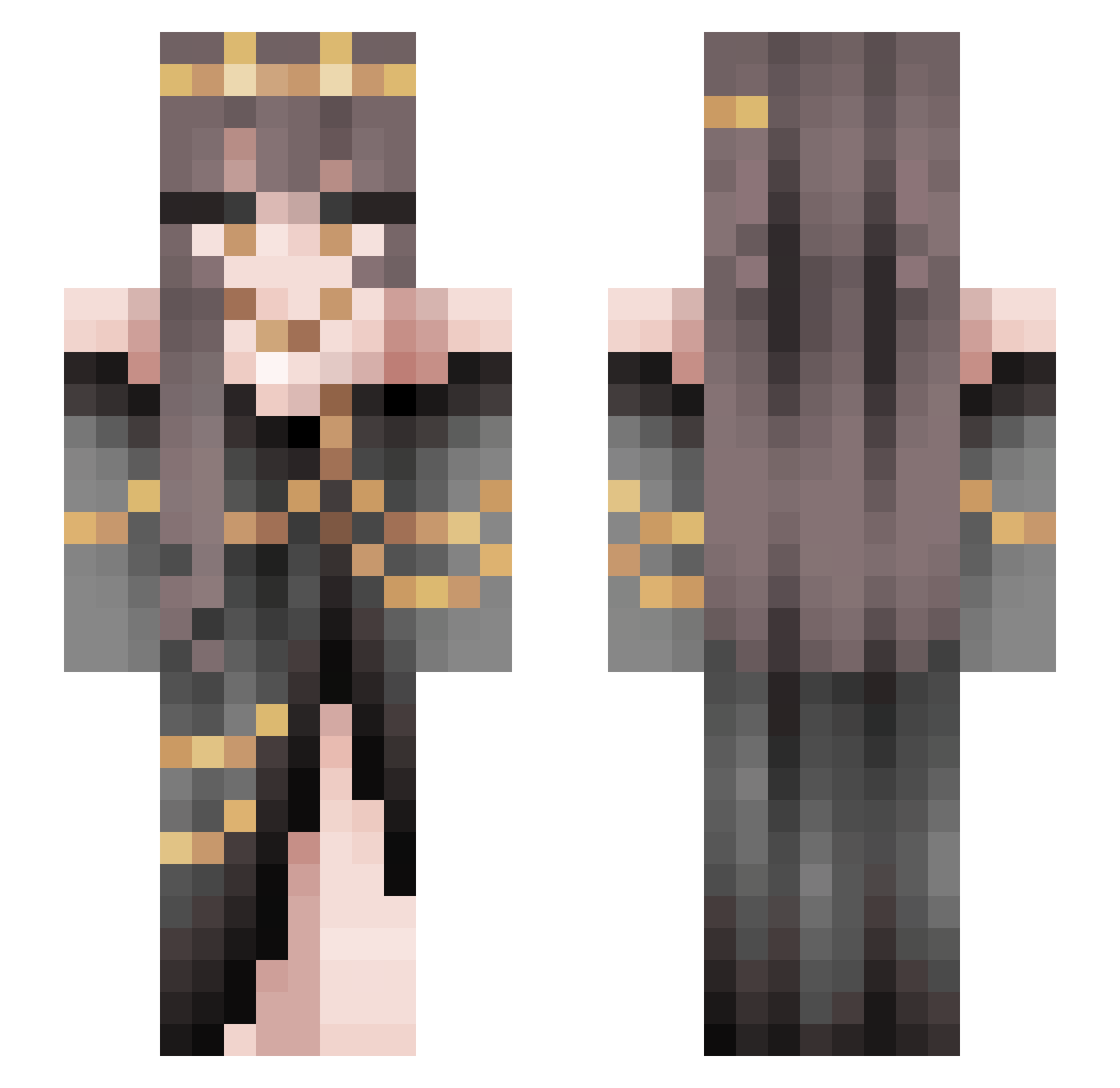 1Meliora Minecraft skin, front and back view