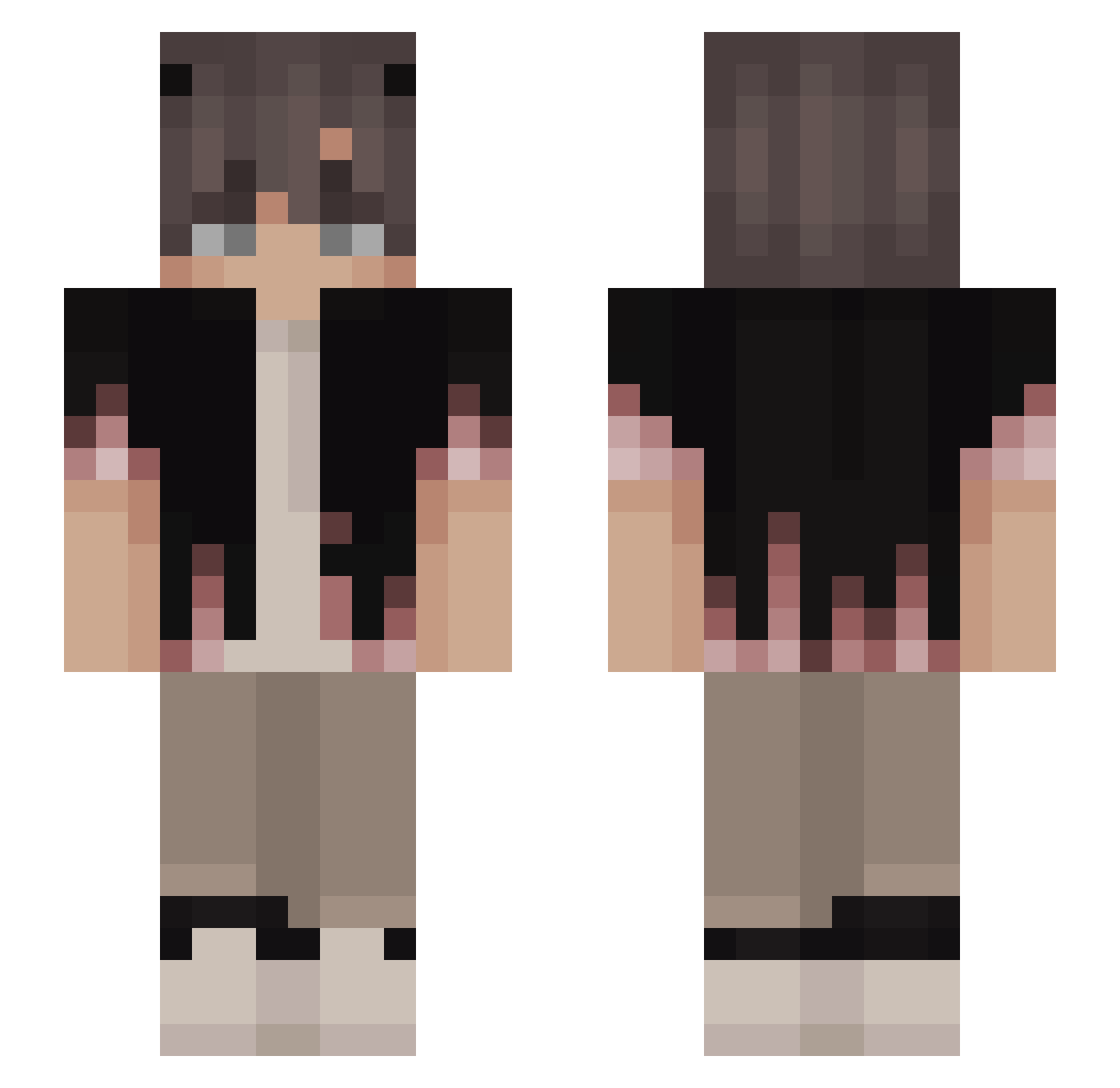 sushiks Minecraft skin, front and back view