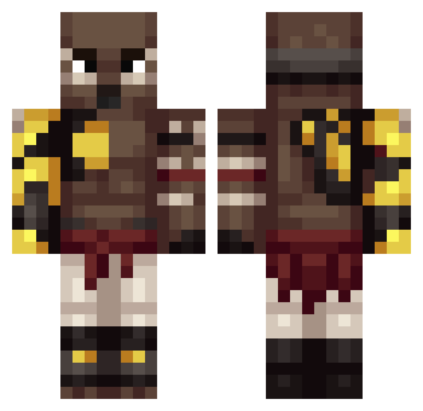 Brh00m Minecraft skin, front and back view