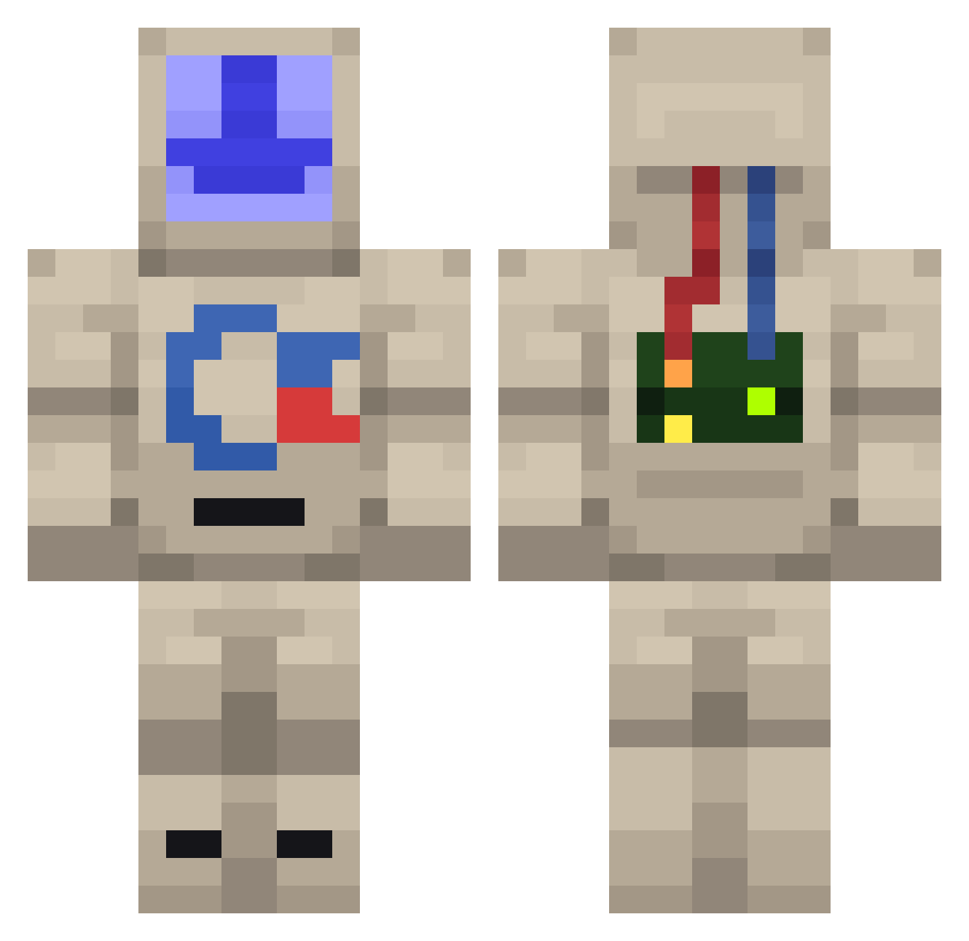 RetroCommodore Minecraft skin, front and back view