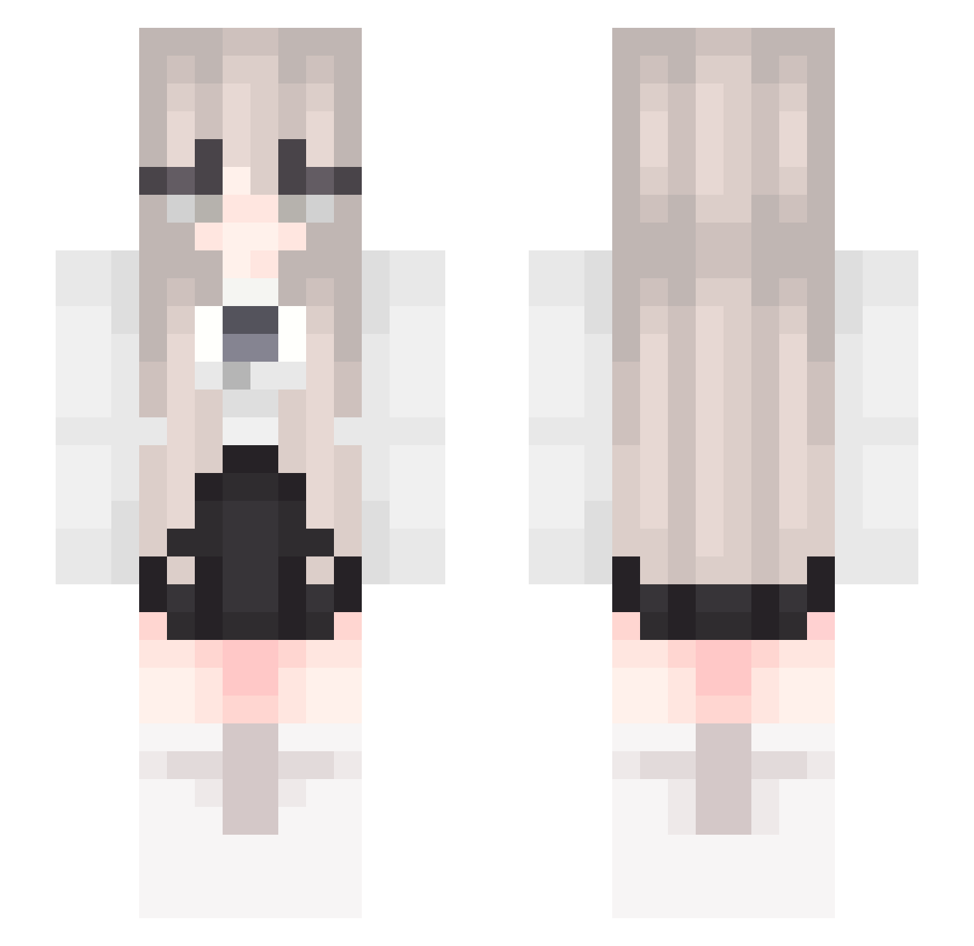 PomniJax Minecraft skin, front and back view