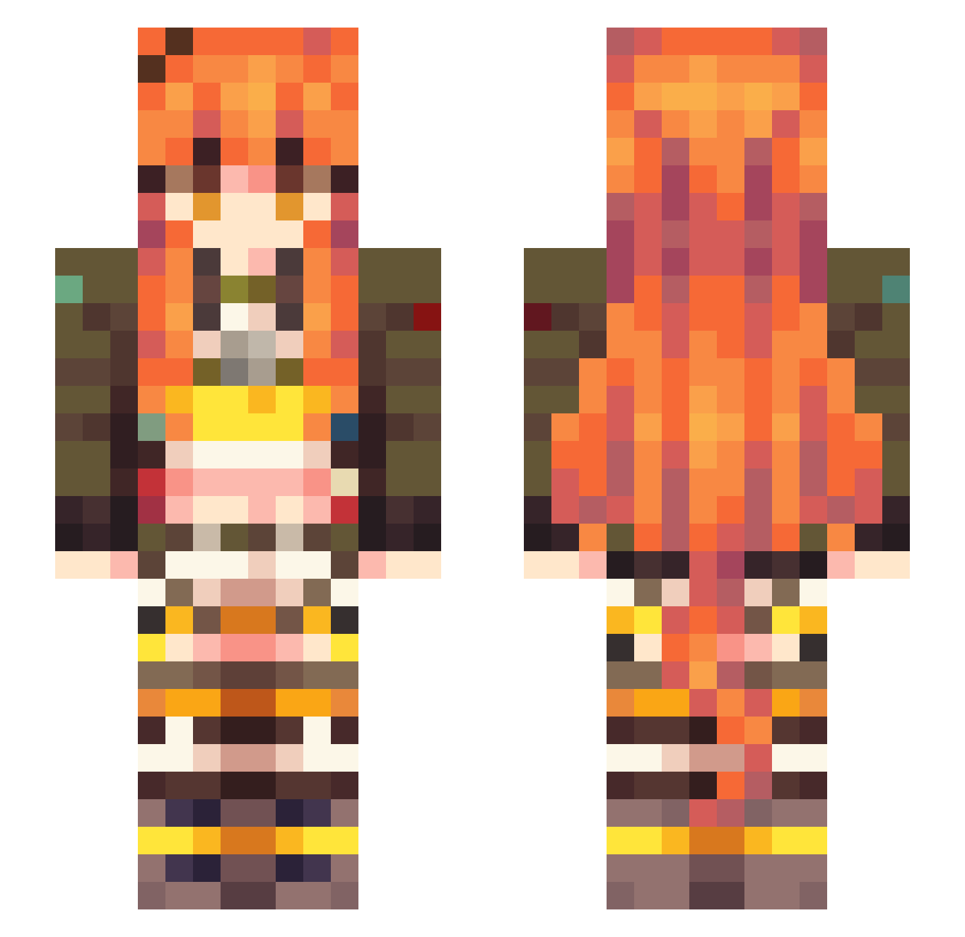 ShyRobyR Minecraft skin, front and back view