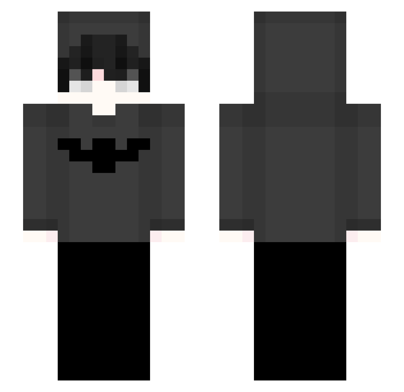 Waeffle Minecraft skin, front and back view