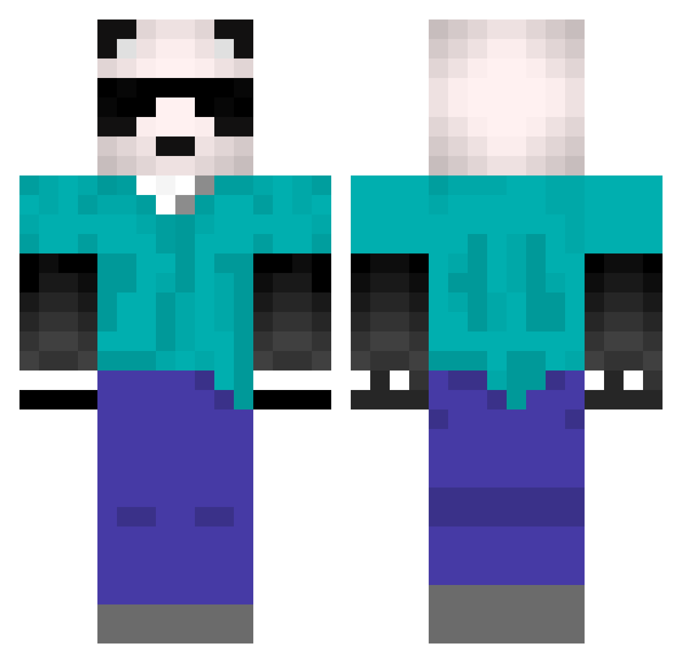 RecordM Minecraft skin, front and back view