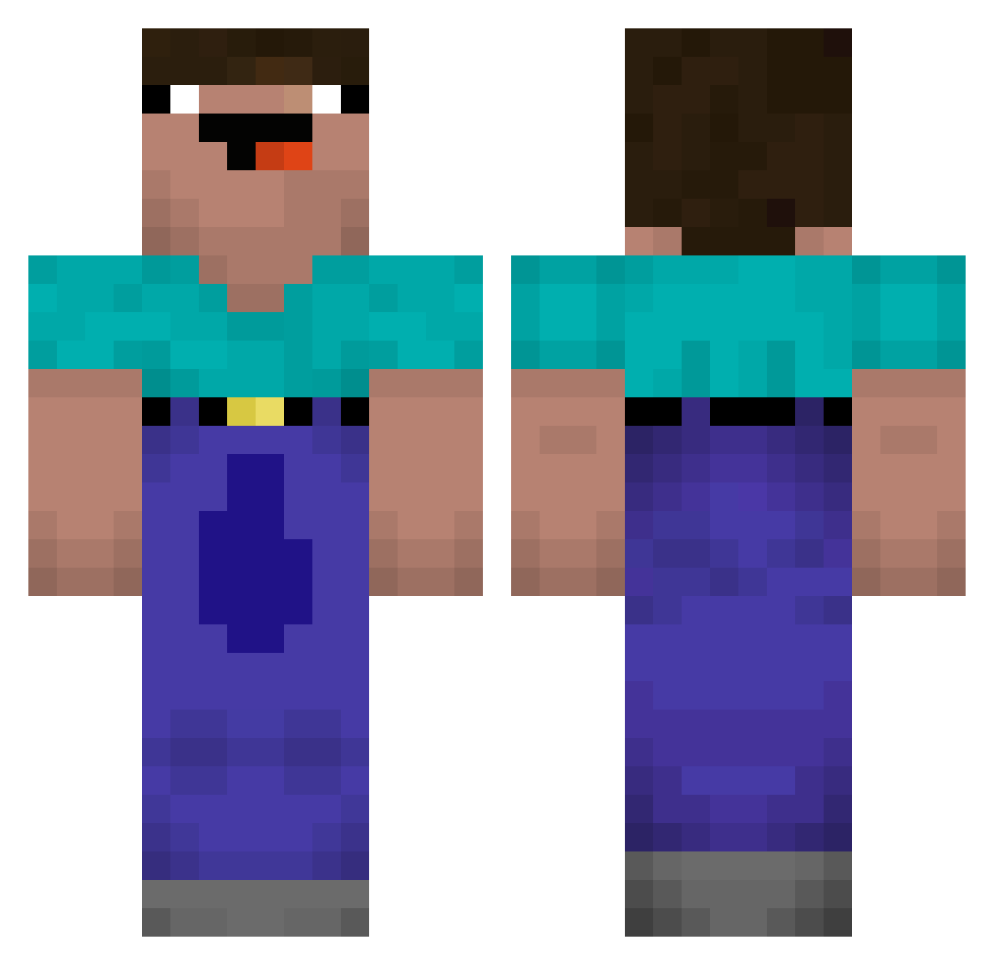 xZATNOM Minecraft skin, front and back view