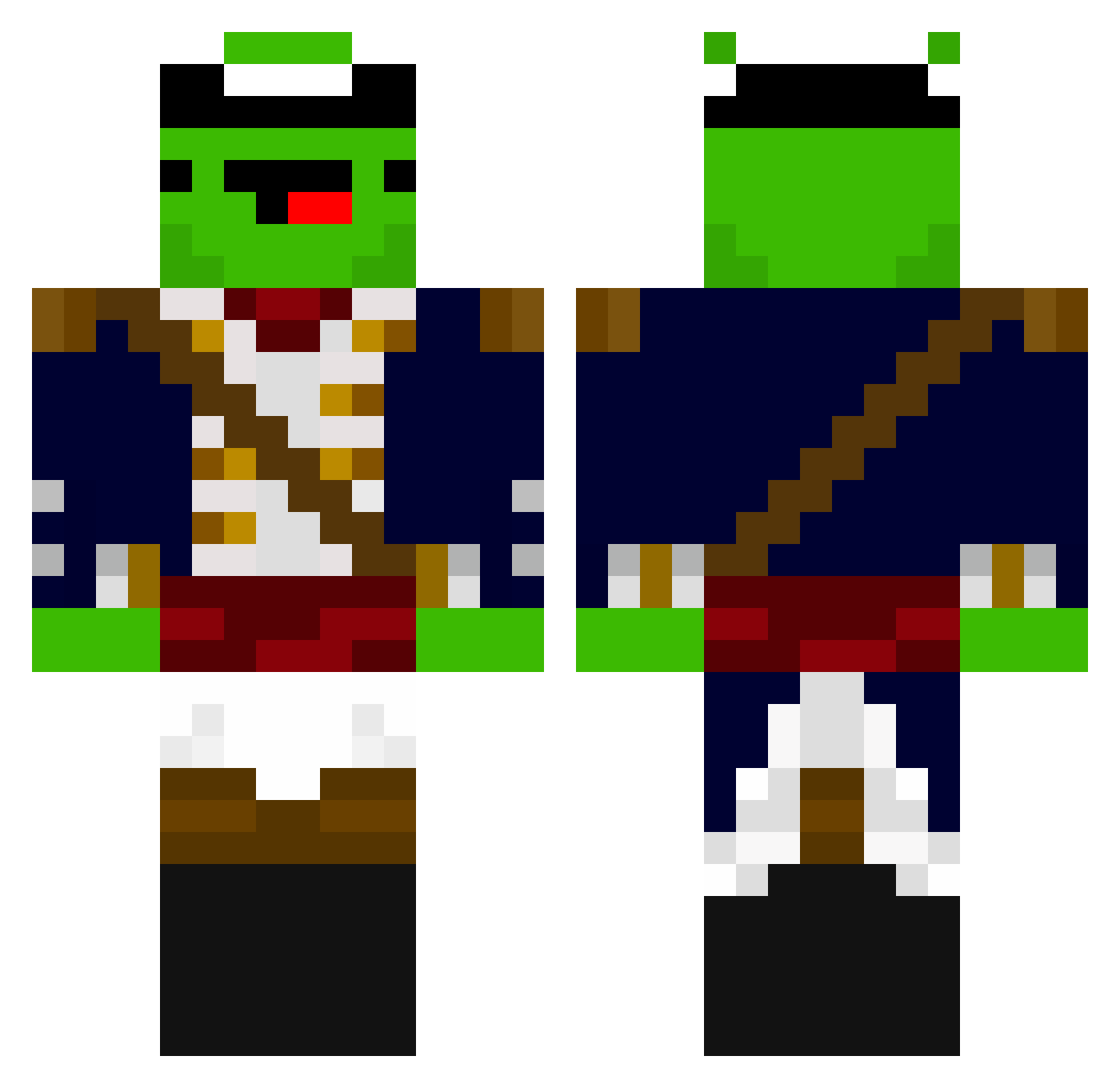 aTurtleFetus Minecraft skin, front and back view