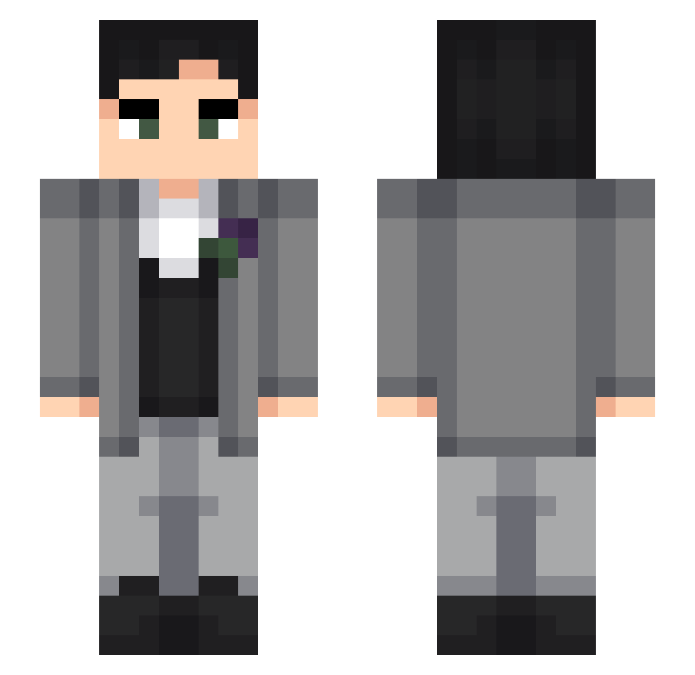 silkyX2 Minecraft skin, front and back view