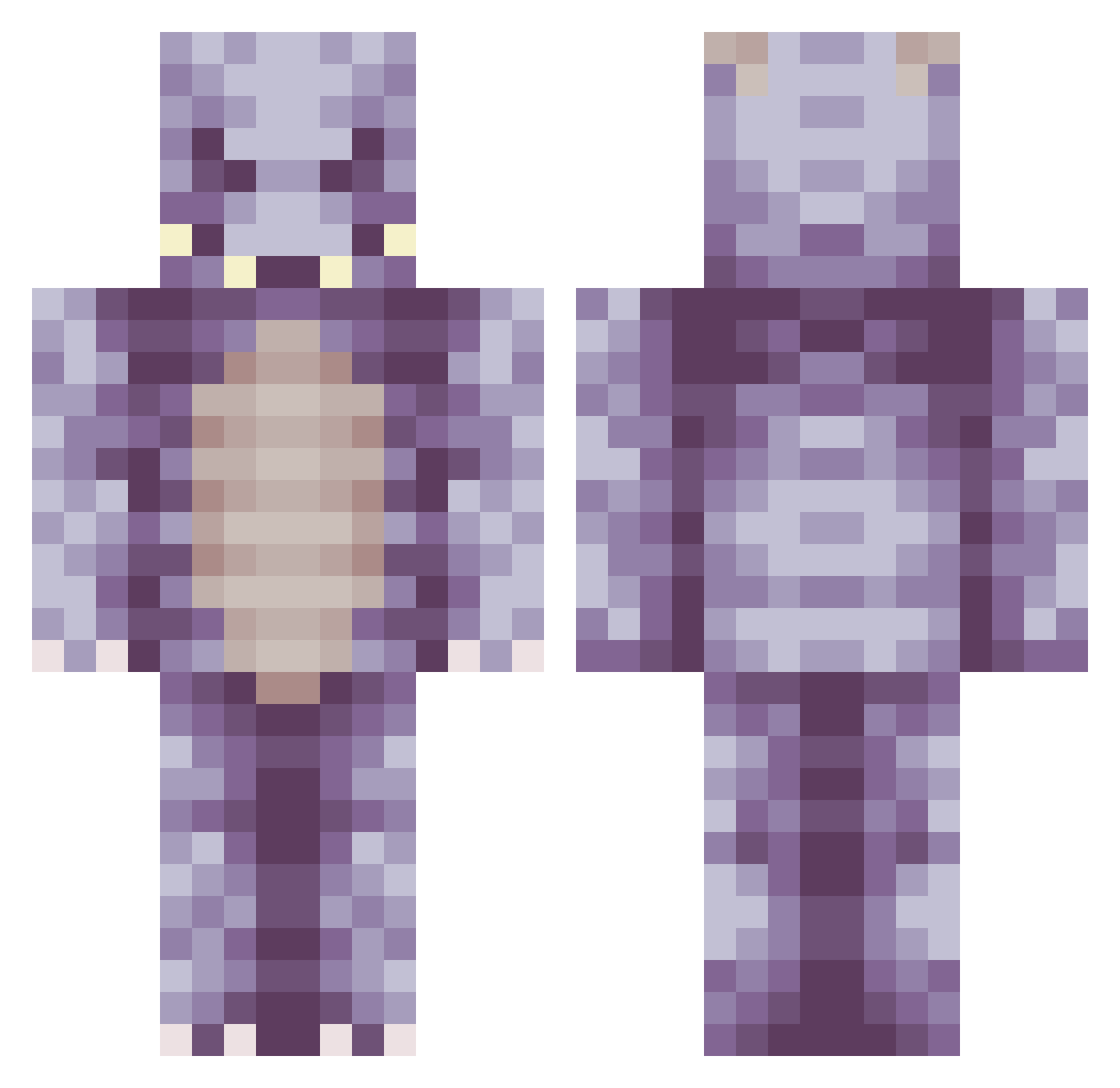 compounded Minecraft skin, front and back view