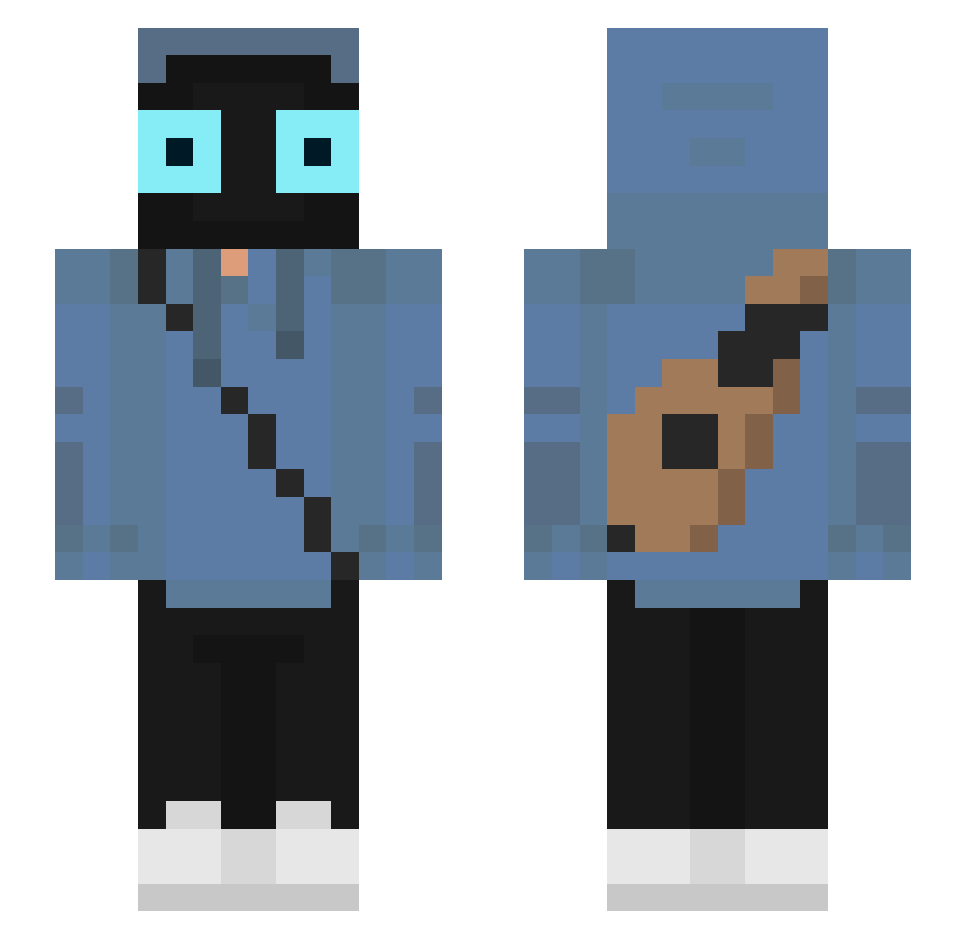 xXNobadyXx Minecraft skin, front and back view