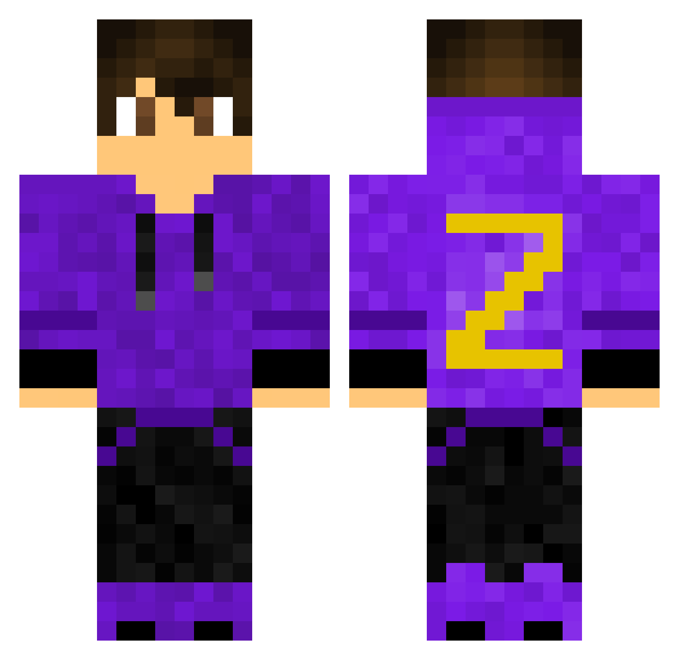 Zedryn Minecraft skin, front and back view