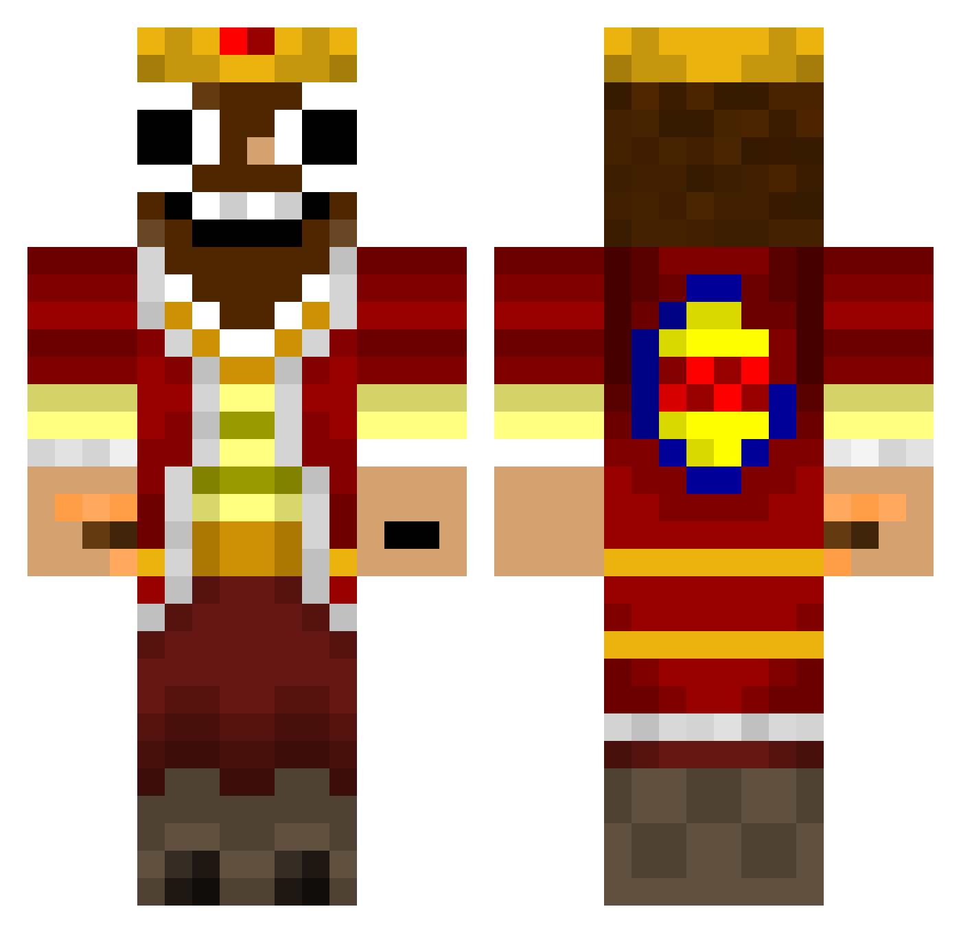 Zokatu Minecraft skin, front and back view