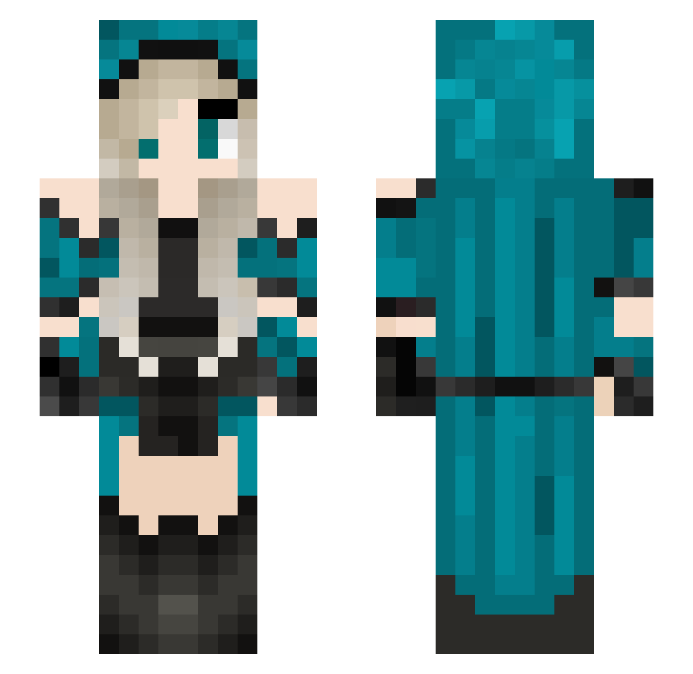 Rozzberry Minecraft skin, front and back view