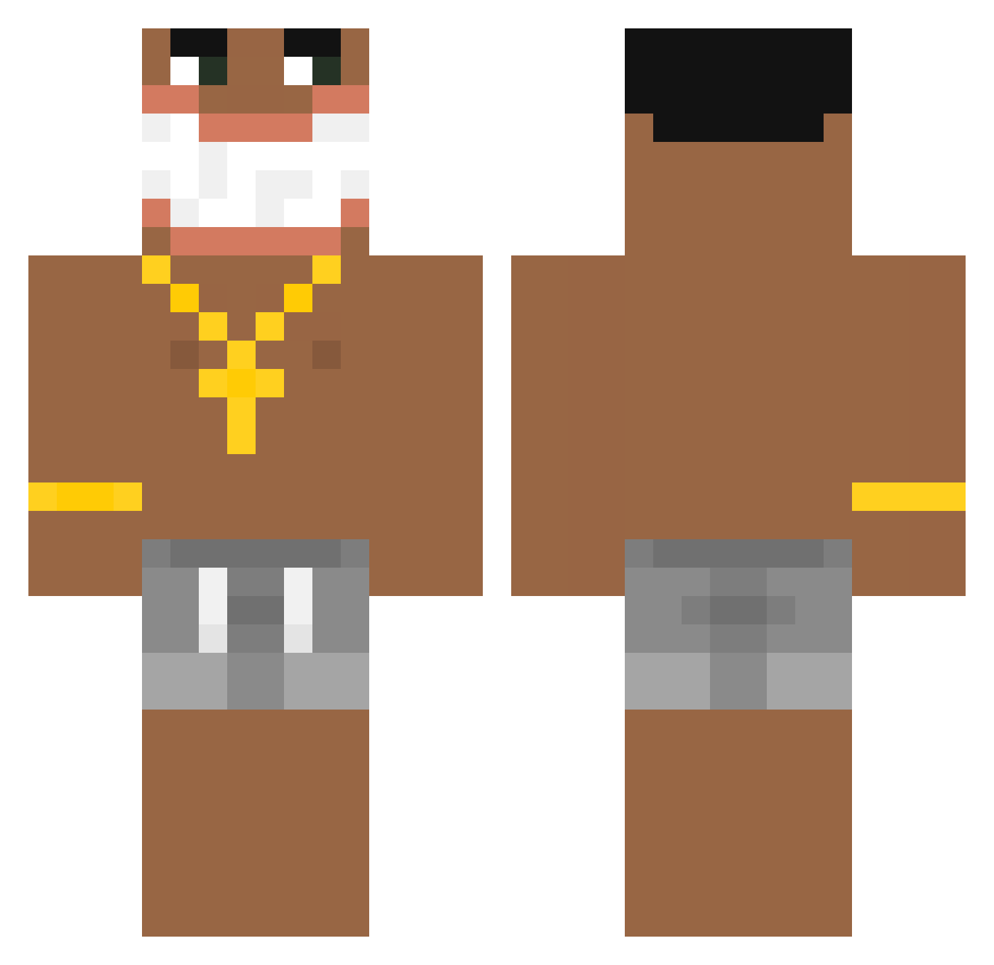 Torto Minecraft skin, front and back view
