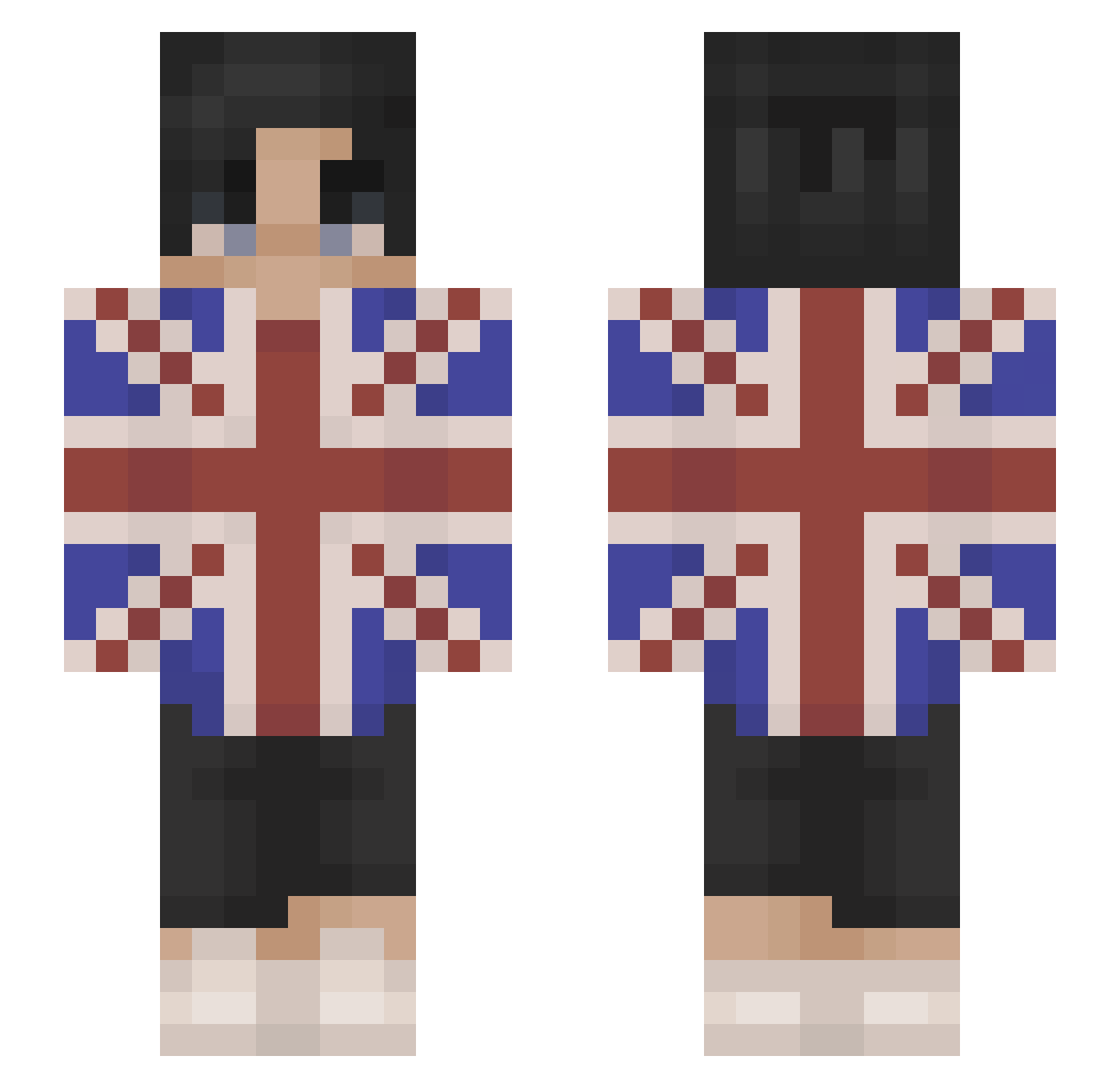 dukia Minecraft skin, front and back view