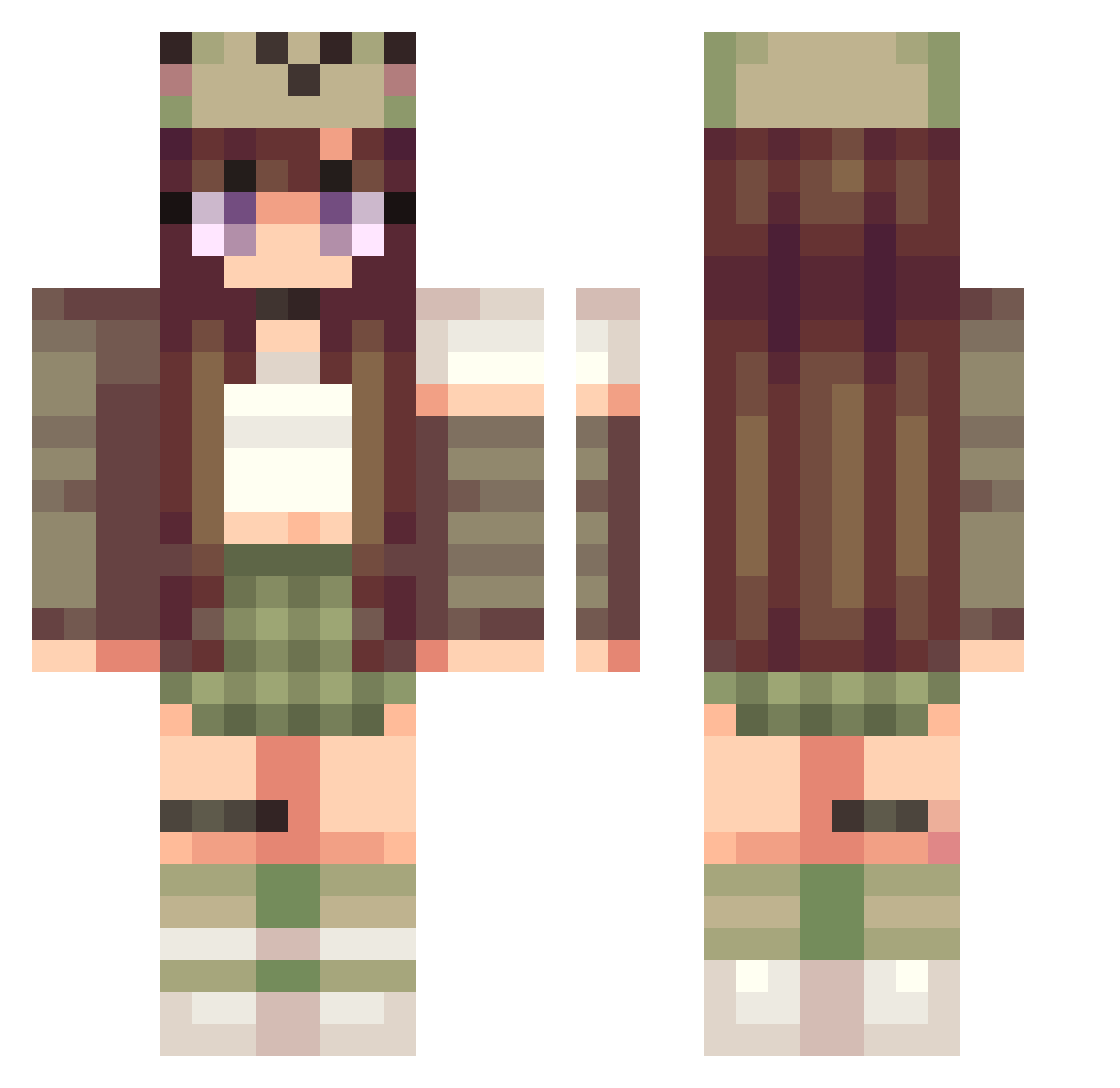 ruzalover Minecraft skin, front and back view
