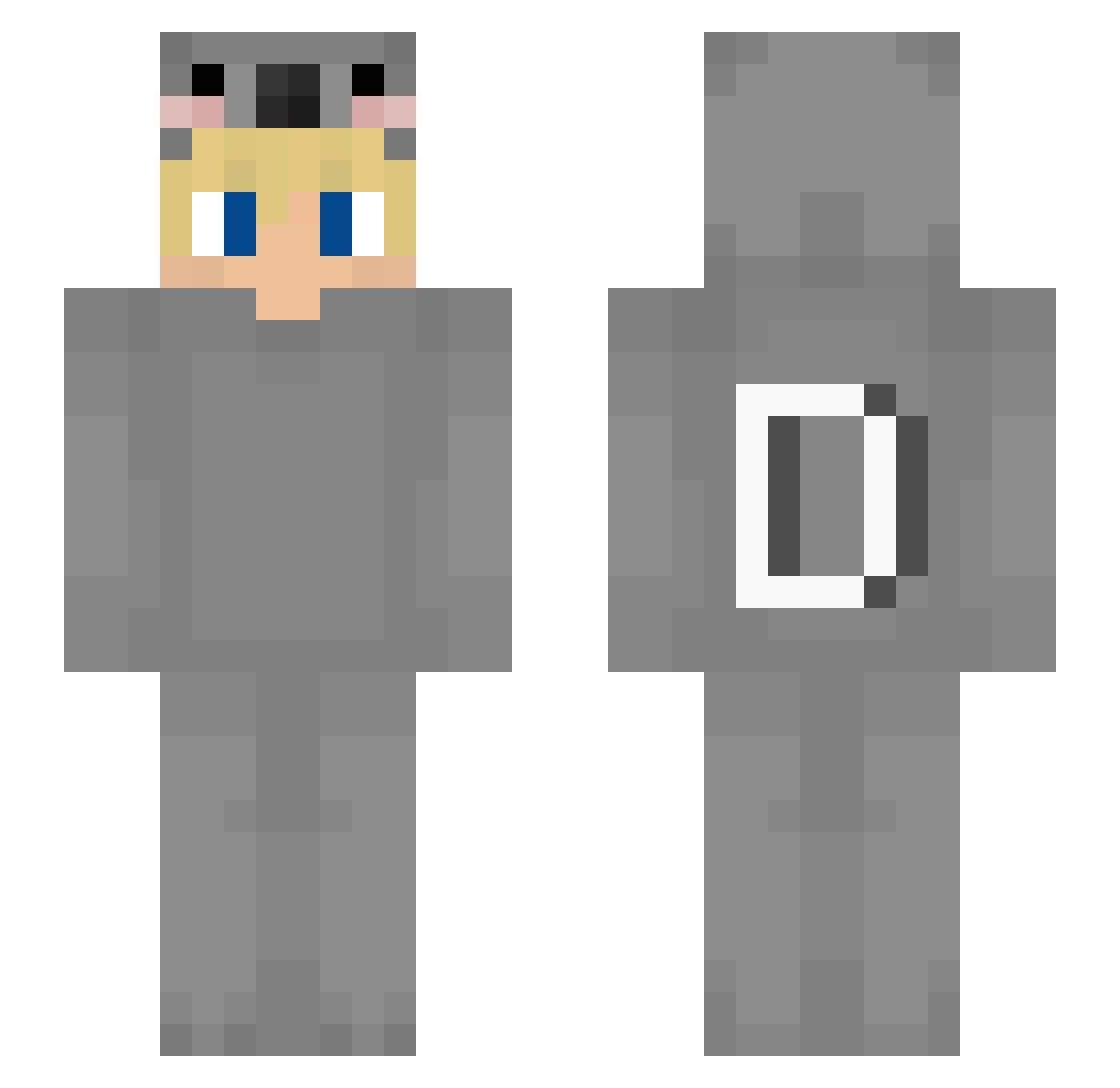BlueDopi Minecraft skin, front and back view