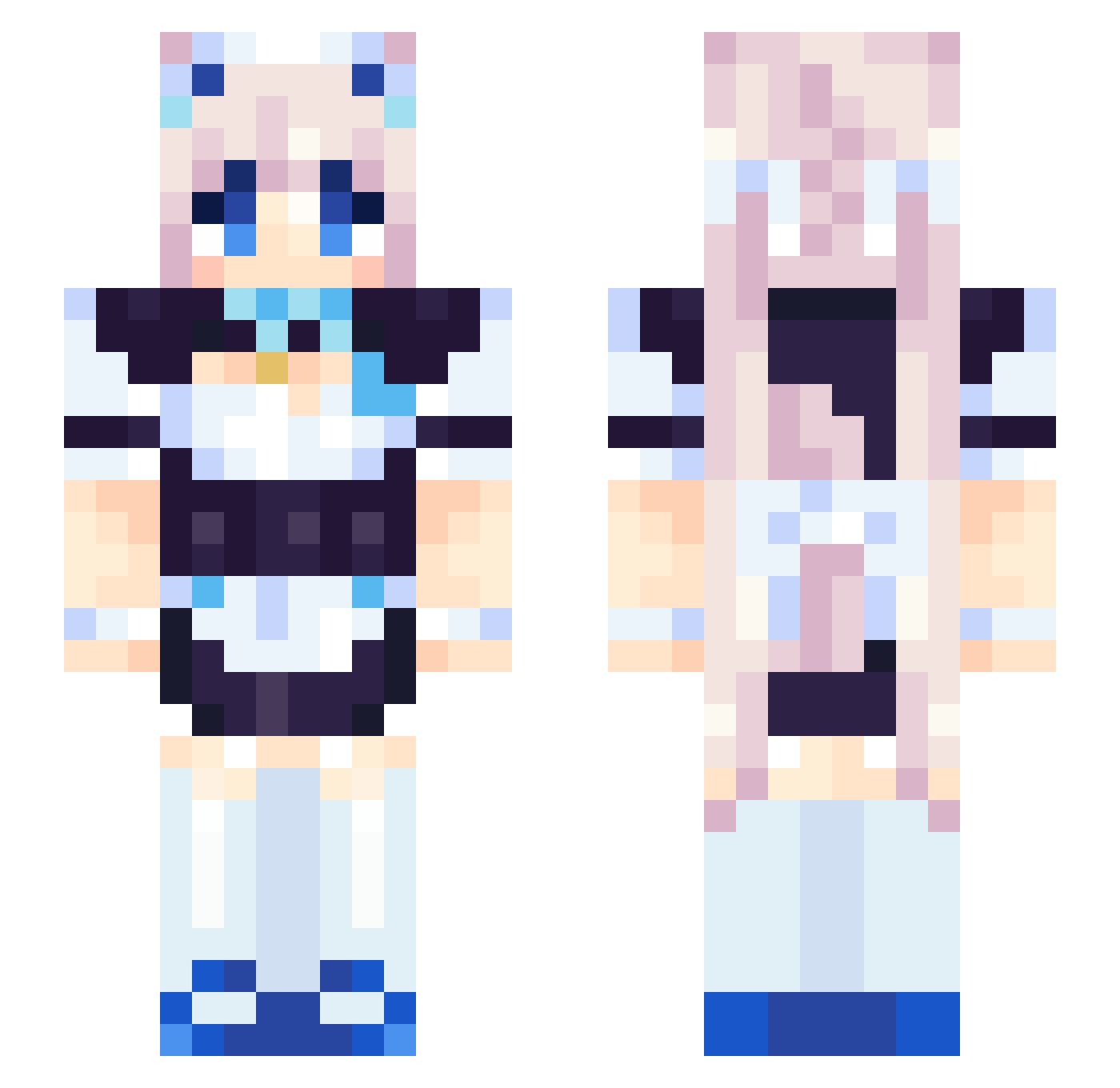 Nindroid945 Minecraft skin, front and back view
