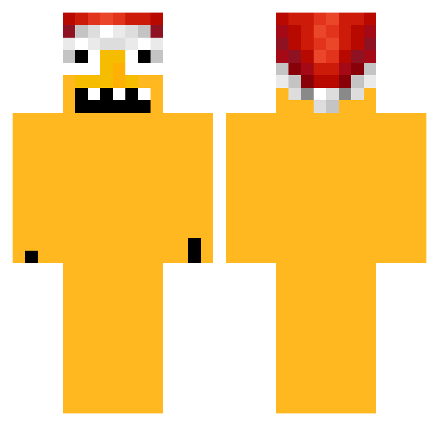 TwistedShrek Minecraft skin, front and back view