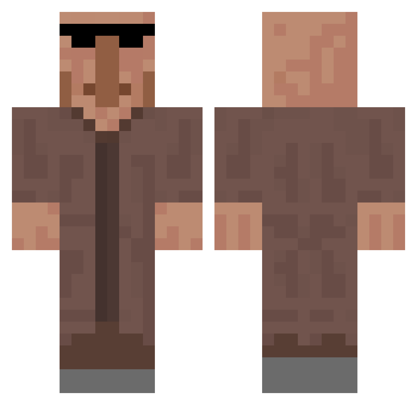 XxDisabledxX Minecraft skin, front and back view