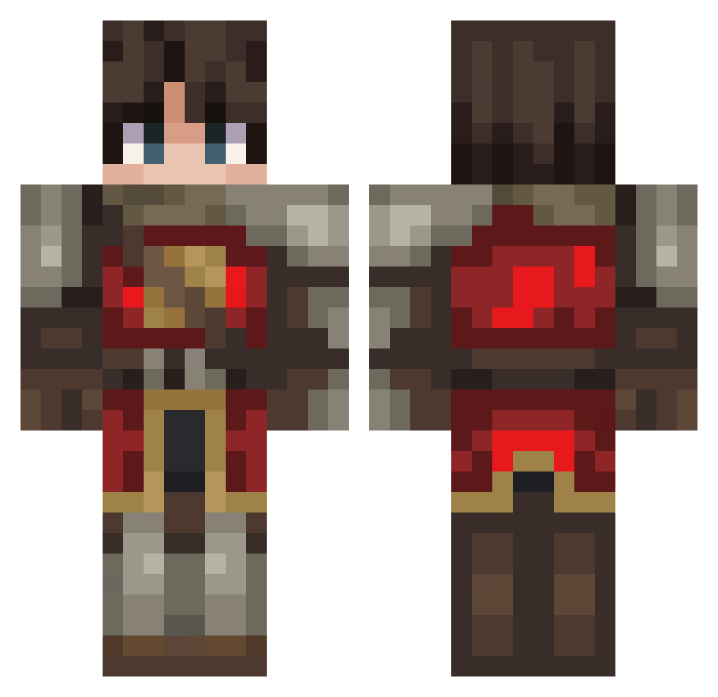 Viscres Minecraft skin, front and back view