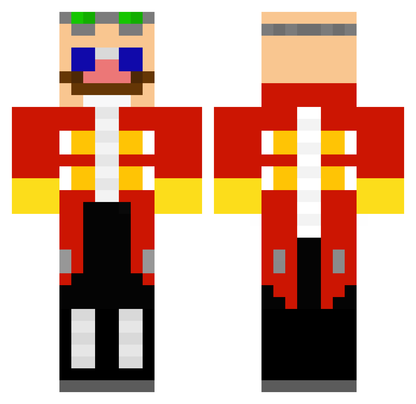 RecklessPhalanx Minecraft skin, front and back view