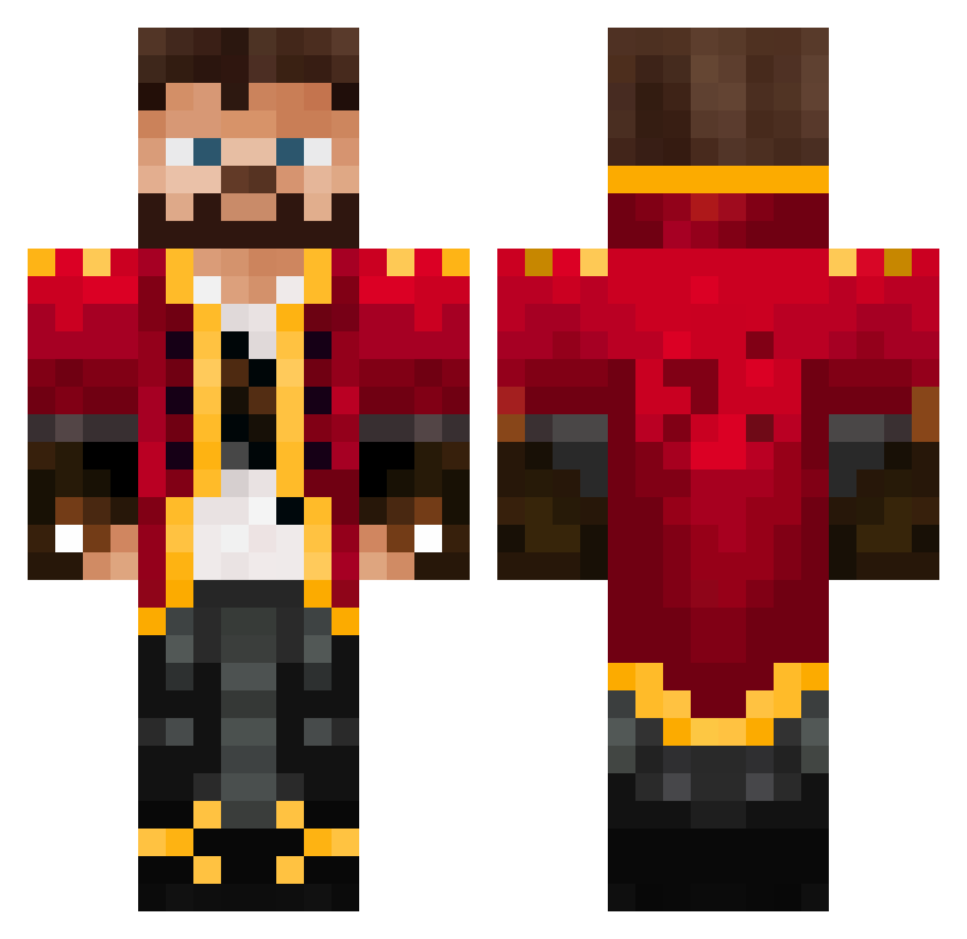 Squidy121 Minecraft skin, front and back view