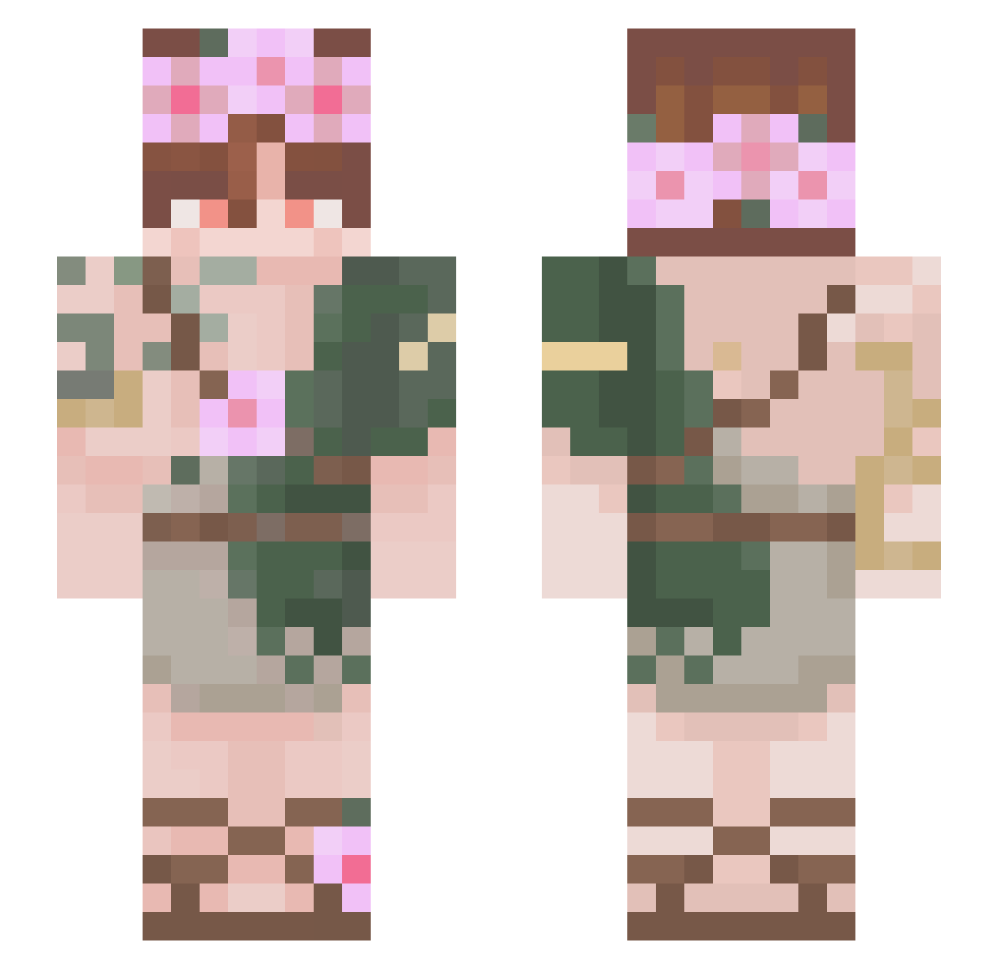 spretwood Minecraft skin, front and back view