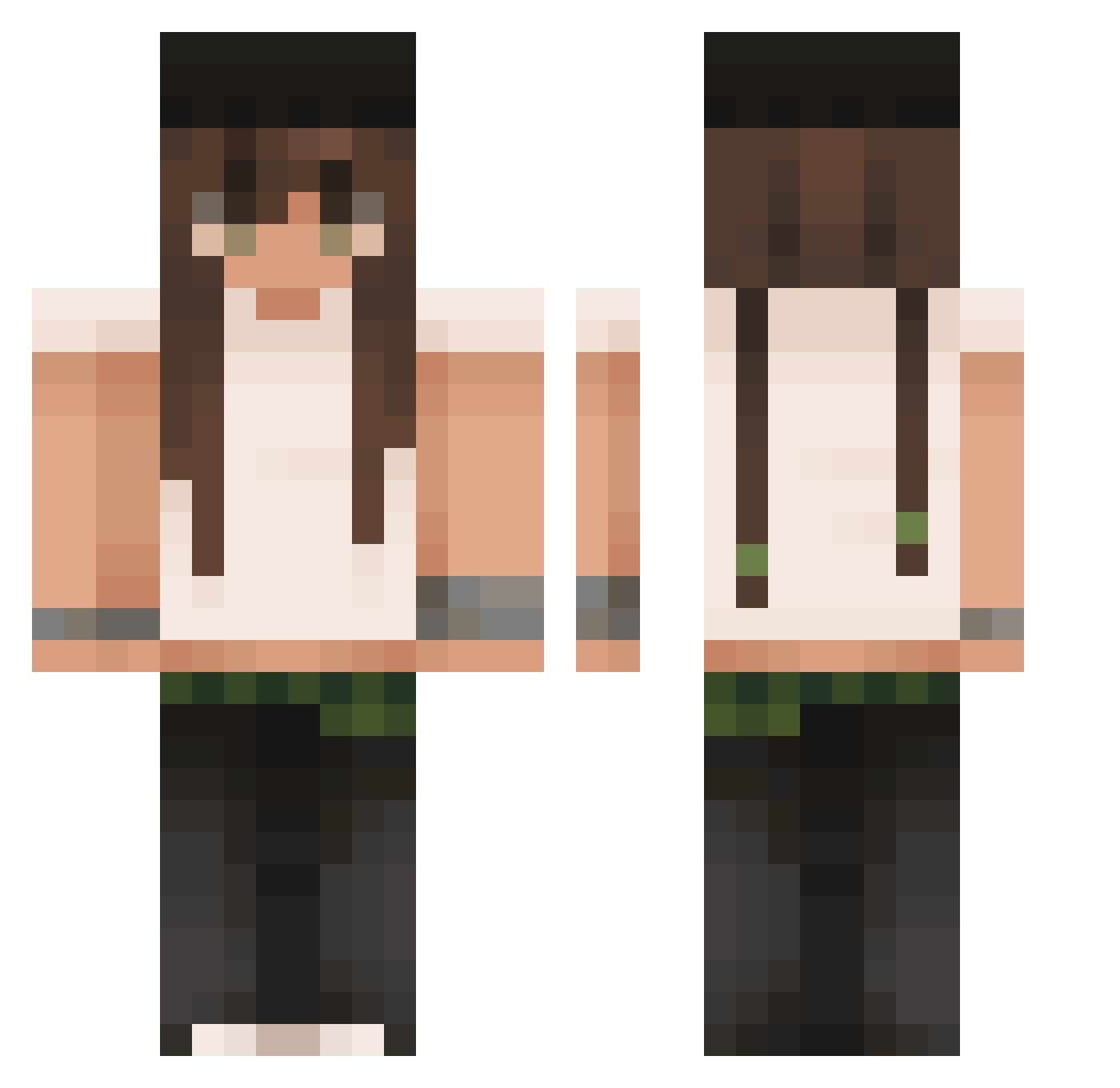 ruwatoo Minecraft skin, front and back view