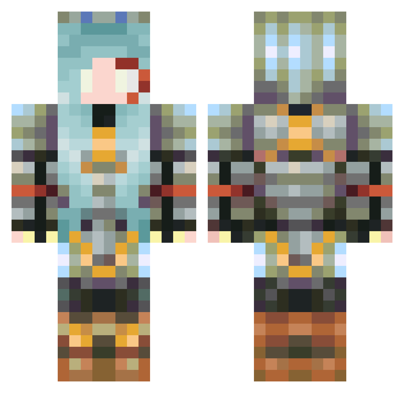 Jelerang Minecraft skin, front and back view