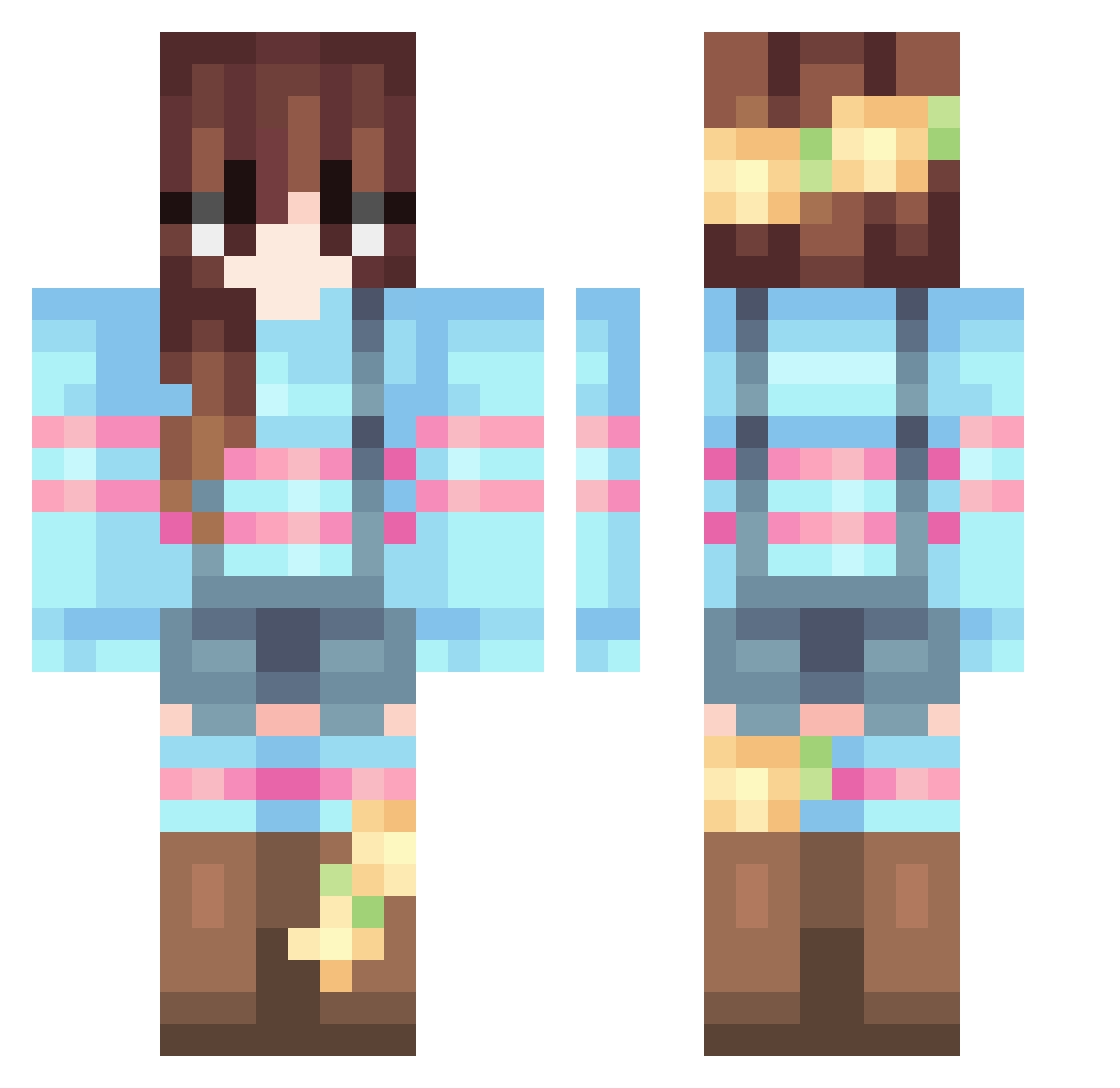 Meowballah Minecraft skin, front and back view