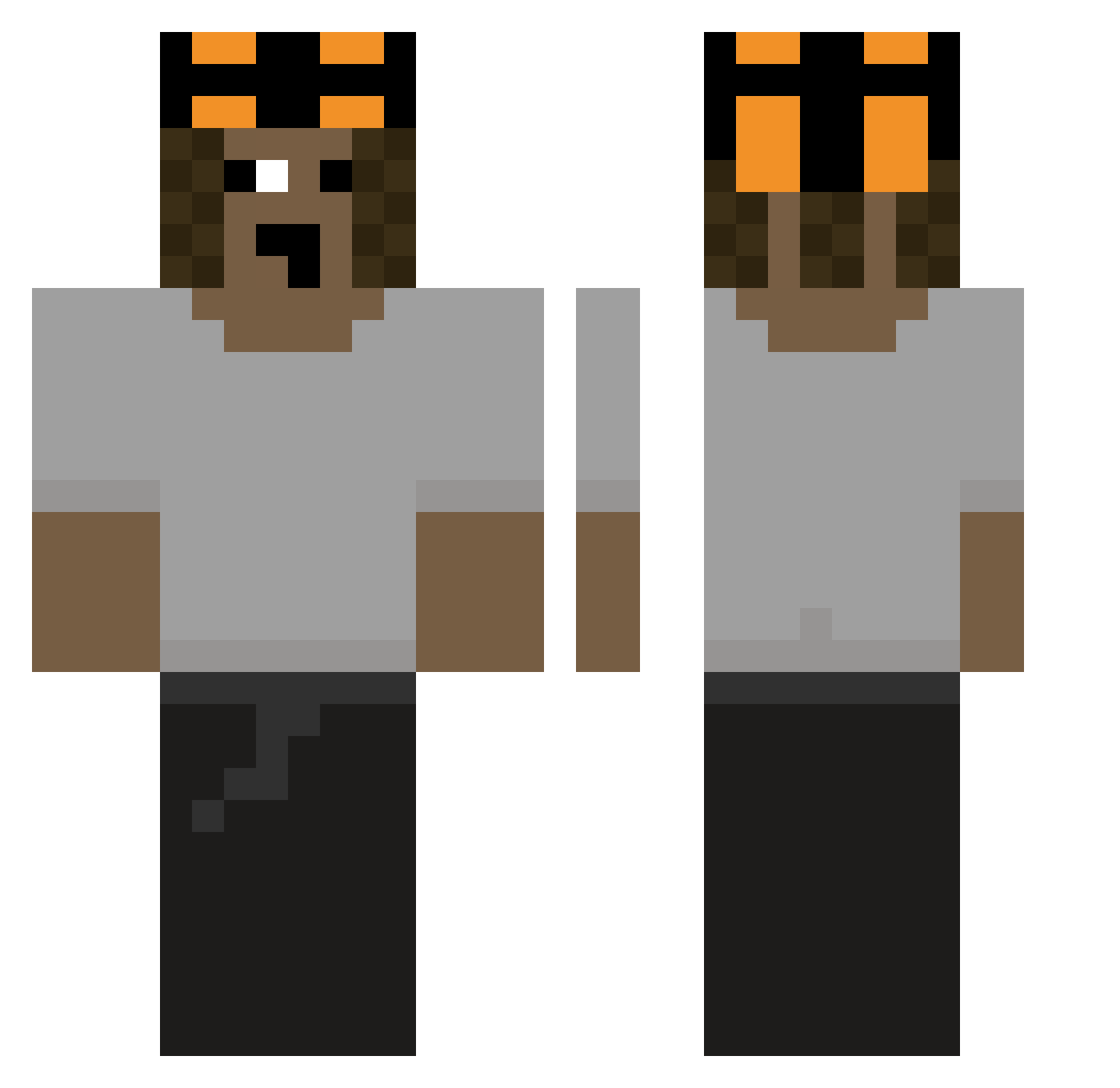 rhelol Minecraft skin, front and back view