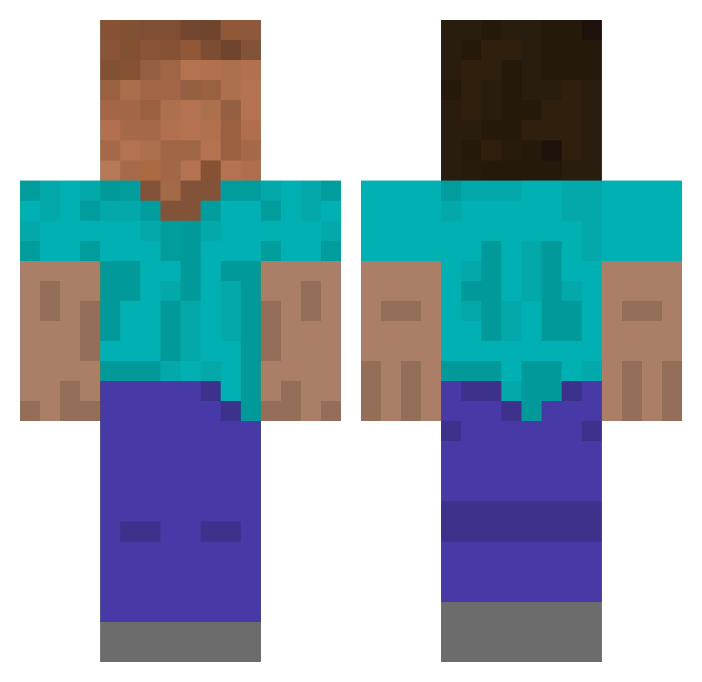 sC0RE44 Minecraft skin, front and back view