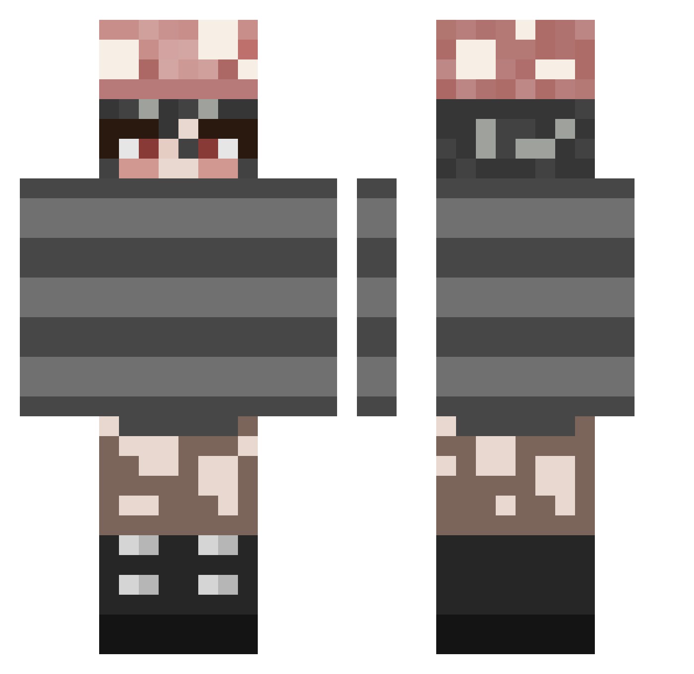 KrackedKazoo Minecraft skin, front and back view