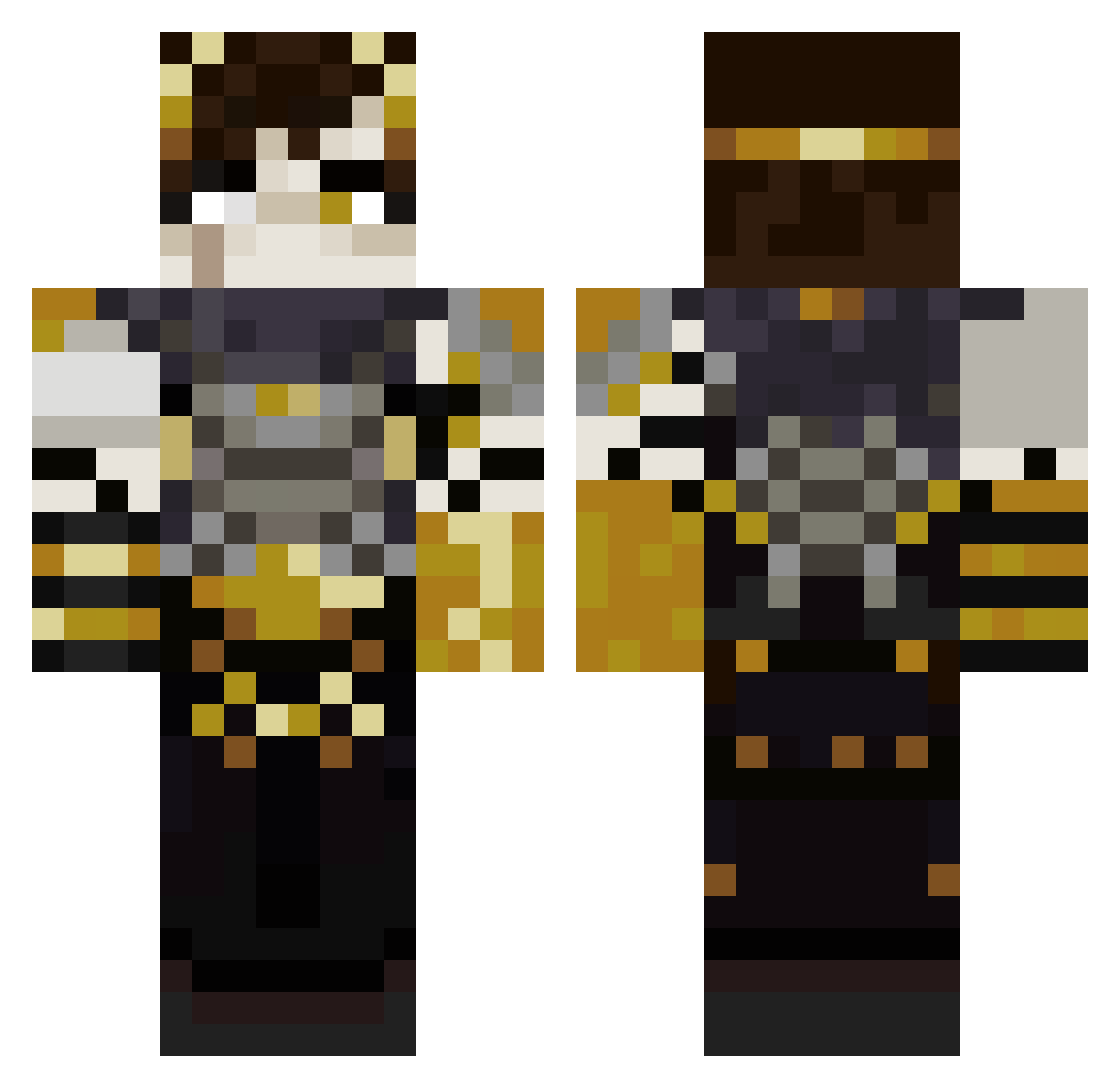 StarryKiwi Minecraft skin, front and back view