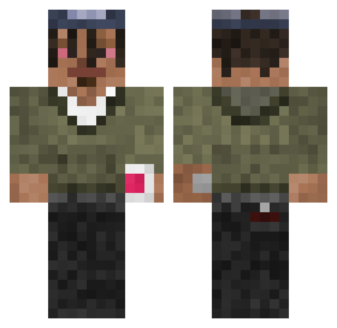 situationships Minecraft skin, front and back view