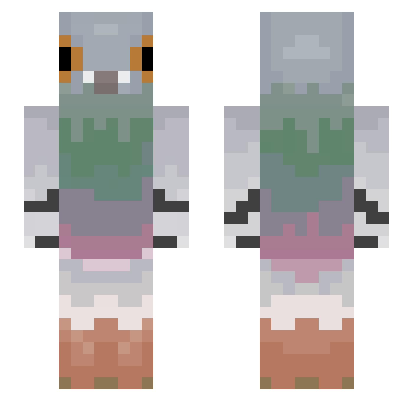 plowv Minecraft skin, front and back view