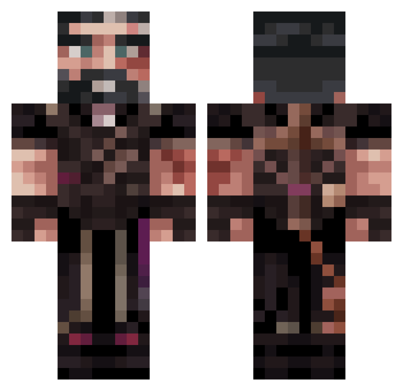 SK54 Minecraft skin, front and back view