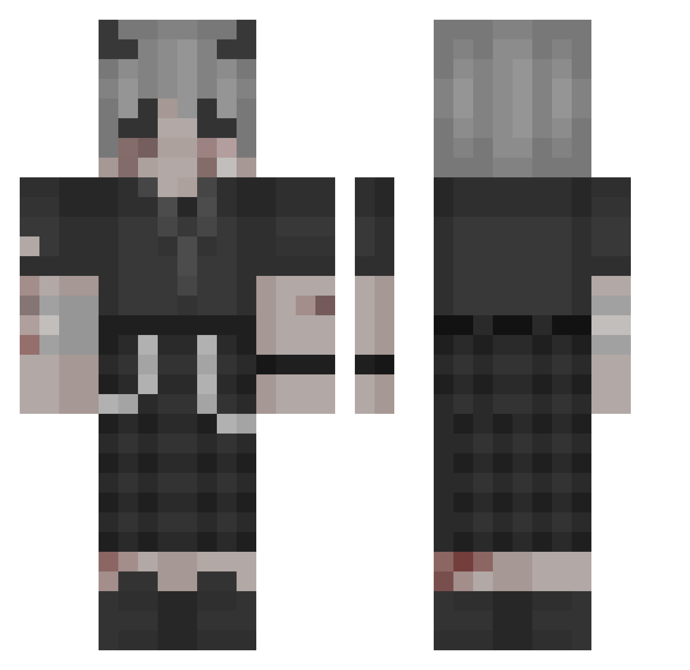 nottyaze Minecraft skin, front and back view