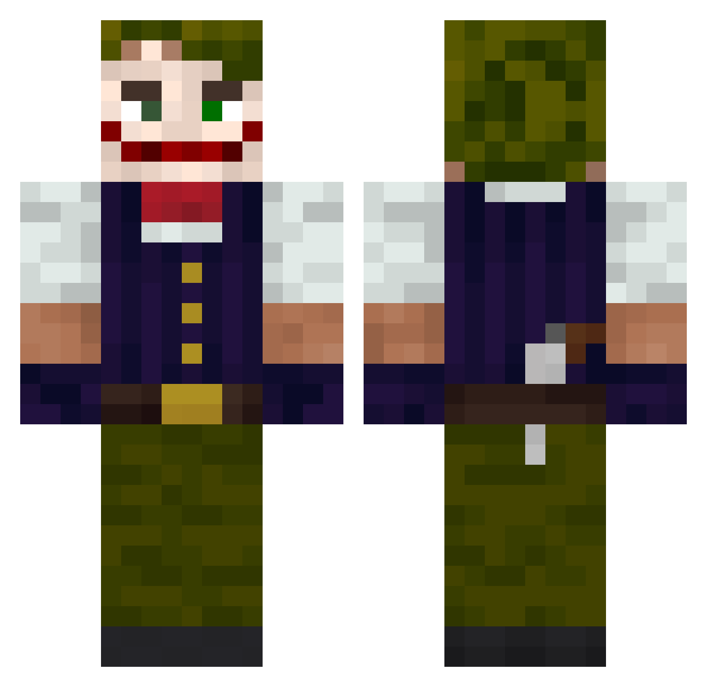 Tost1337 Minecraft skin, front and back view