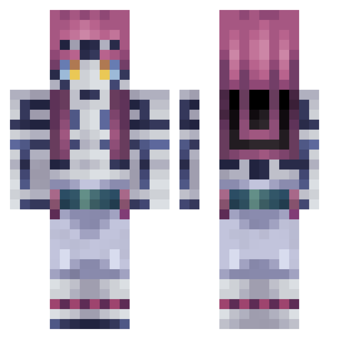 Rubbiskub Minecraft skin, front and back view