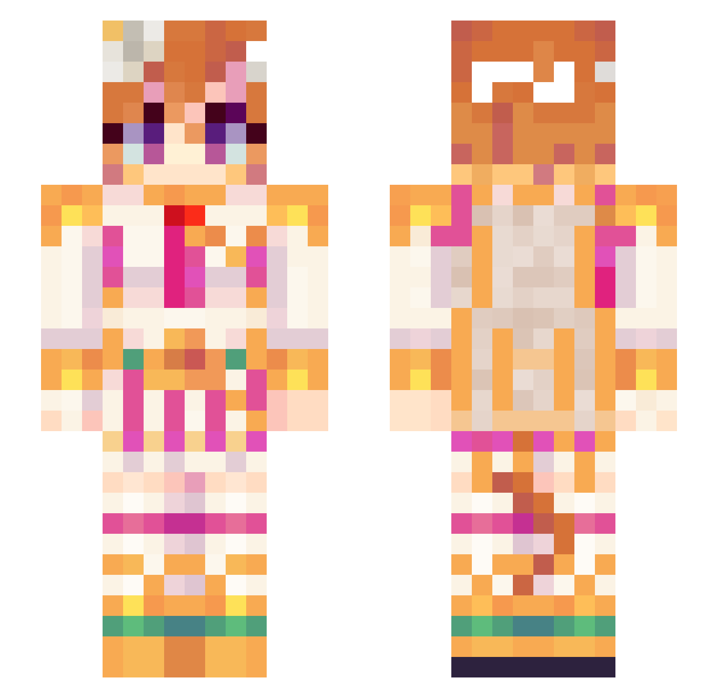 EscapedLunatic Minecraft skin, front and back view