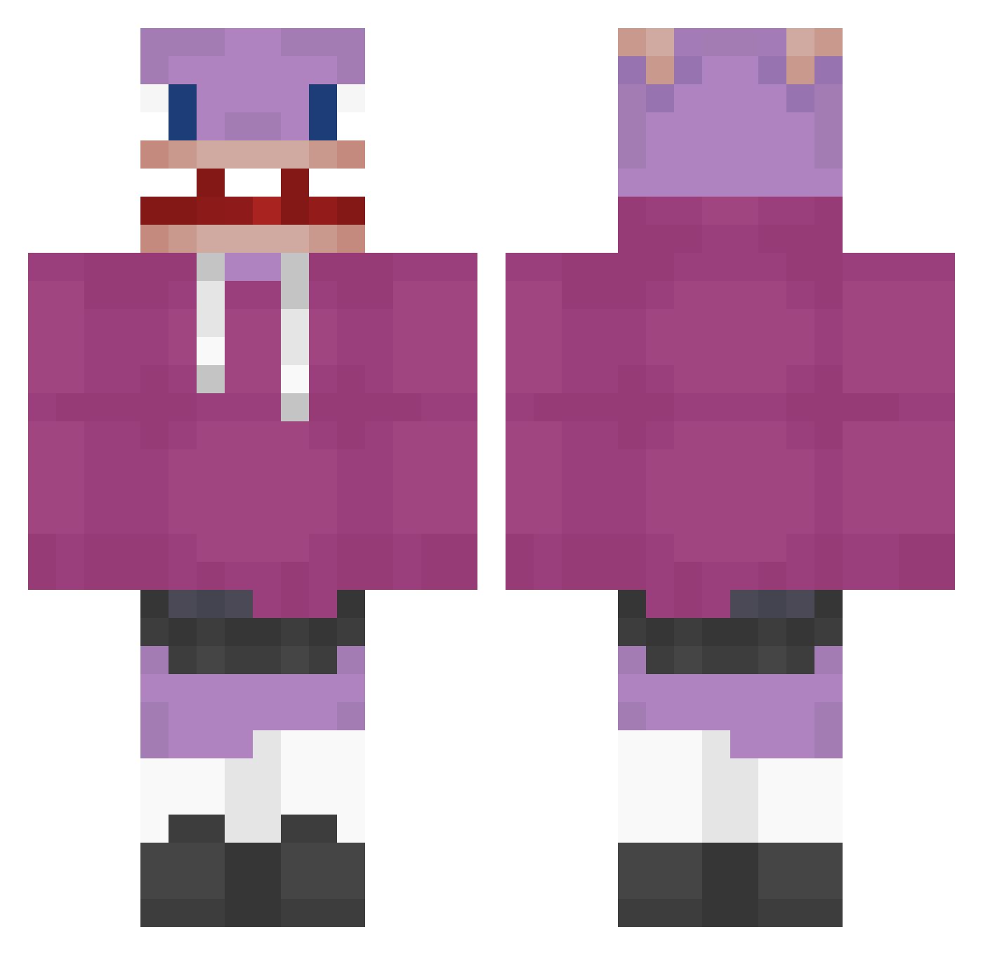 trooffe Minecraft skin, front and back view