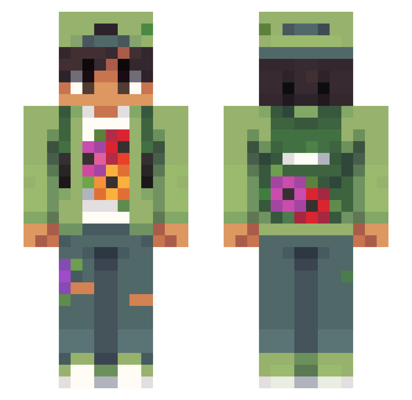 P9ppY Minecraft skin, front and back view